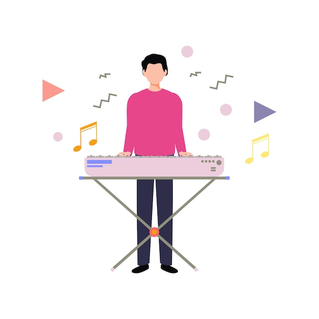 el chico esta tocando el piano