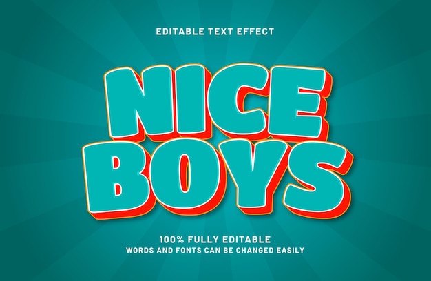 chicos agradable efecto de texto editable en niños y estilo de texto colorido