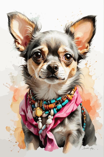 Vector chihuahua en acuarela