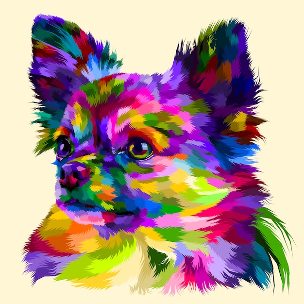 Vector chihuahua cabeza de colores