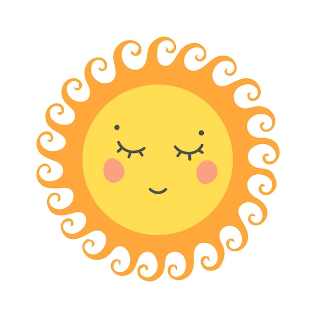 Vector childish sun cartoon icono de verano ilustración vectorial