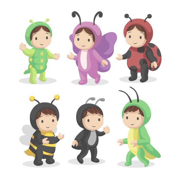 Children in bug costumes ready for a costume party