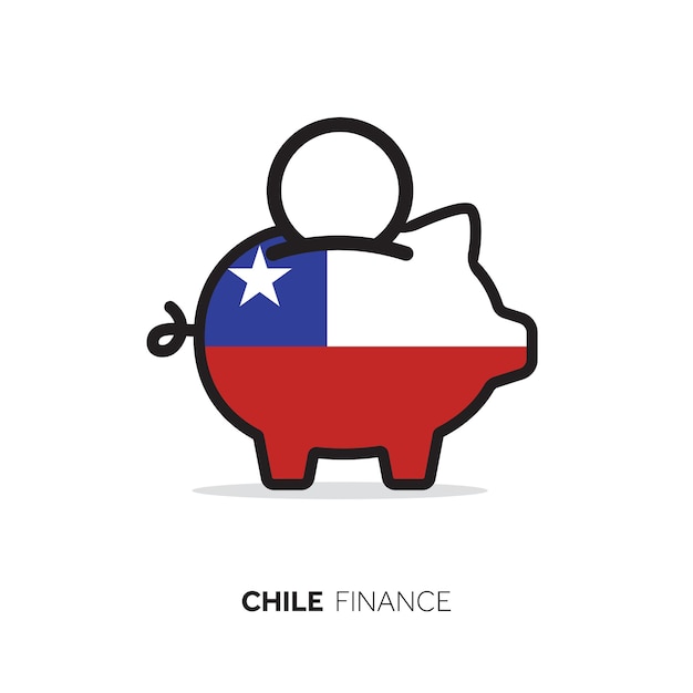 Chile concepto económico Hucha con bandera nacional