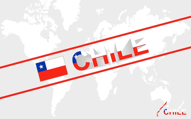 Chile mapa bandera y texto ilustración