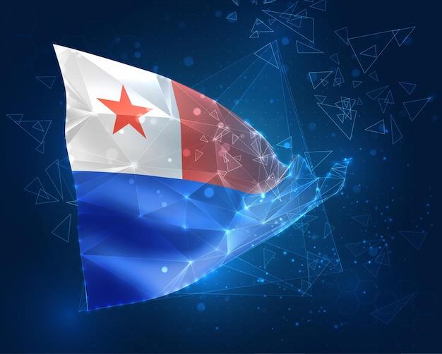 Chile vector bandera objeto 3D abstracto virtual de polígonos triangulares sobre un fondo azul