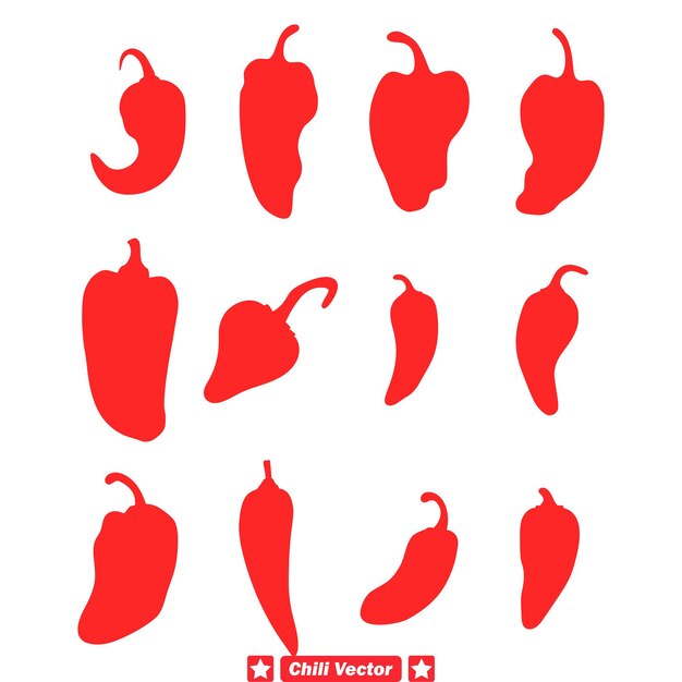 Chili Explosion siluetas vectoriales versátiles para diseños culinarios y creaciones artísticas