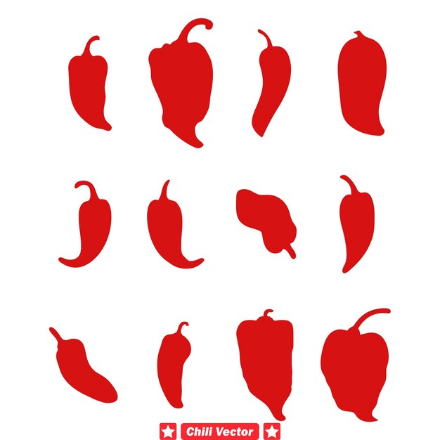 Chili Fusion Exciting Vector Set para diseños dinámicos de comida y más