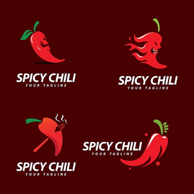 Vector chili logo vector plantilla de símbolo de comida picante