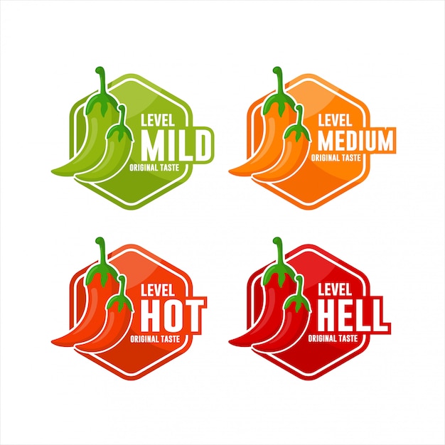 Vector chili peppers level design logo collection