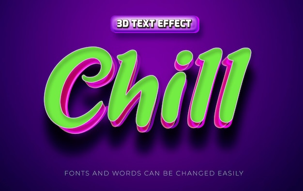 Vector chill fun estilo de efecto de texto editable en 3d