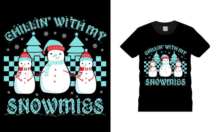 Vector chillin con mis snowmies diseño de camiseta de navidad
