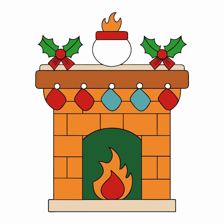 Vector una chimenea con una corona en ella y una corona en la parte delantera