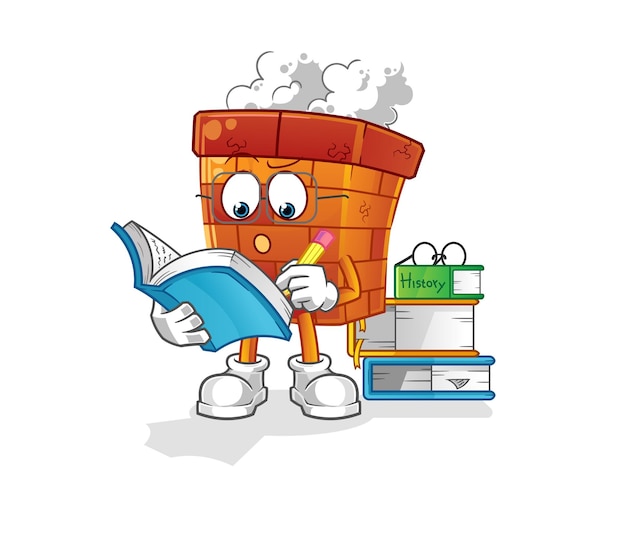 Chimenea estudiando vector de dibujos animados mascota