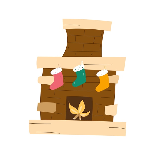Chimenea de Navidad aislada en blanco Ilustración vectorial