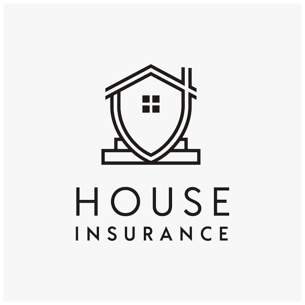 Chimenea del techo de la casa de la ventana con escudo para la protección del seguro del hogar Inspiración en el diseño del logotipo