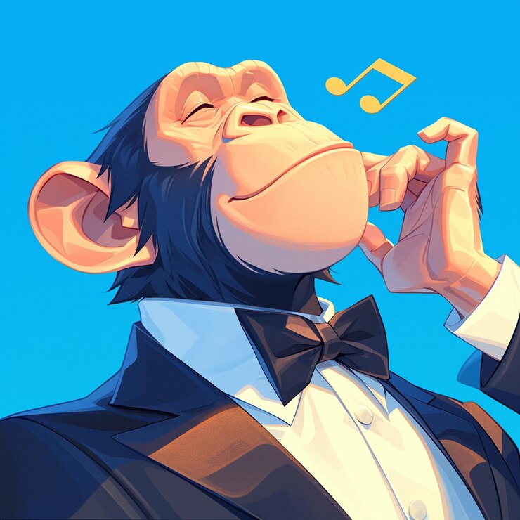 Vector un chimpancé musical juzga al estilo de las caricaturas