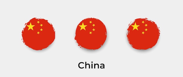 China bandera grunge burbujas icono vector ilustración