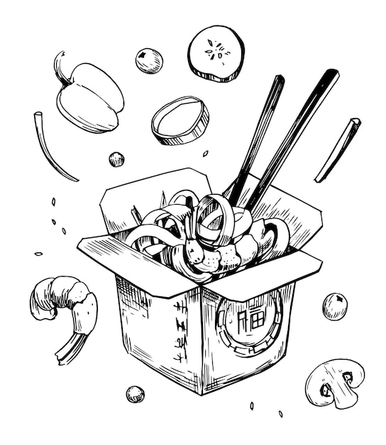 Chiness sin nudos en la caja Vector de ilustración dibujada a mano