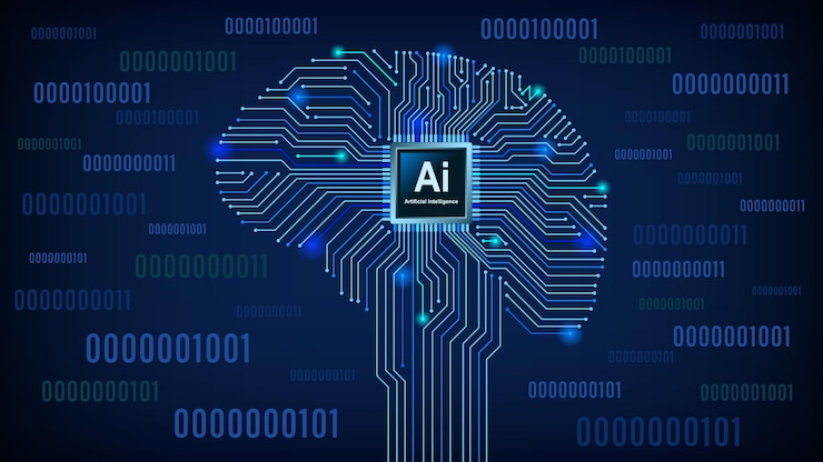 Vector chip ai en el fondo del circuito cerebral