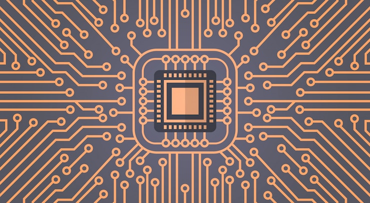 Vector chip de computadora moterboard red data center sistema banner