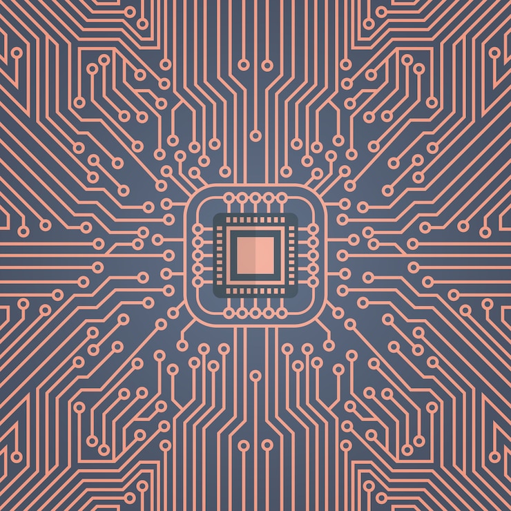Vector chip de computadora moterboard red data center sistema banner