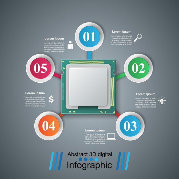 Chip de computadora. Papel de negocios infografía Vector eps 10
