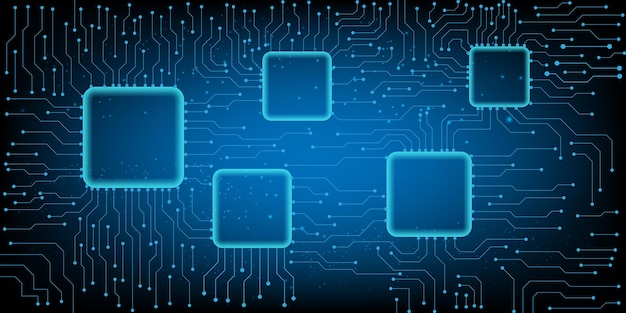 Chip de computadora Vector de placa de circuito electrónico para tecnología y concepto de finanzas y educación