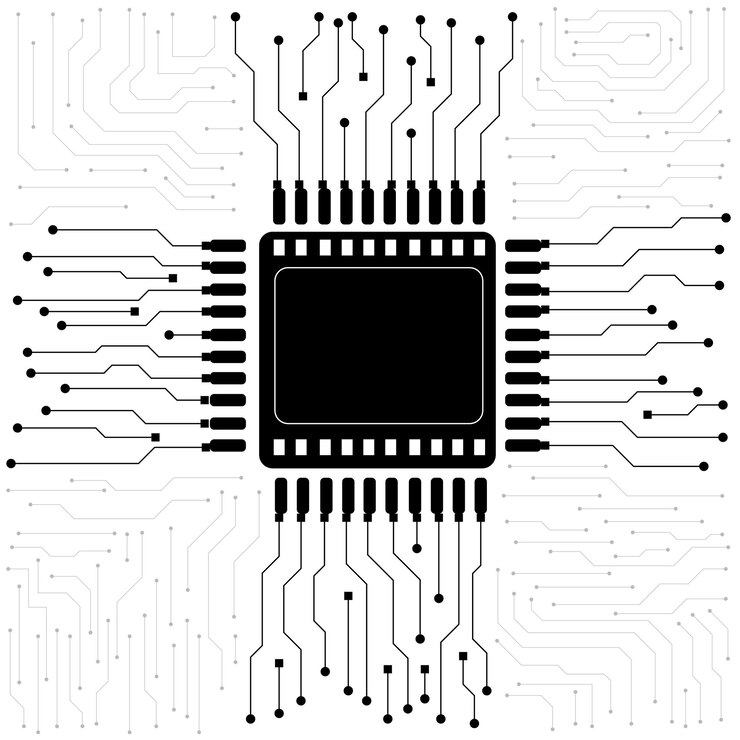 Vector chip de computadora vector de placa de circuito electrónico para tecnología y concepto de finanzas y educación