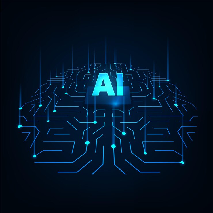 Vector chip de ia digital integrado en tecnología abstracta tecnología de placas de circuitos concepto de inteligencia artificial