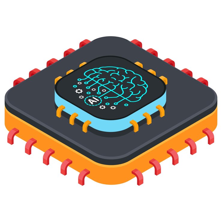 Vector chip de procesador de ia en estilo isométrico