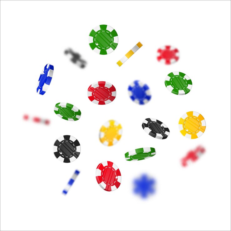 Vector chips de dibujos animados voladores multicolores aislados fichas de casino con el efecto de volar en el aire en un estilo de dibujos animados para diseñadores e ilustradores apuestas flotantes en forma de ilustraciones vectoriales