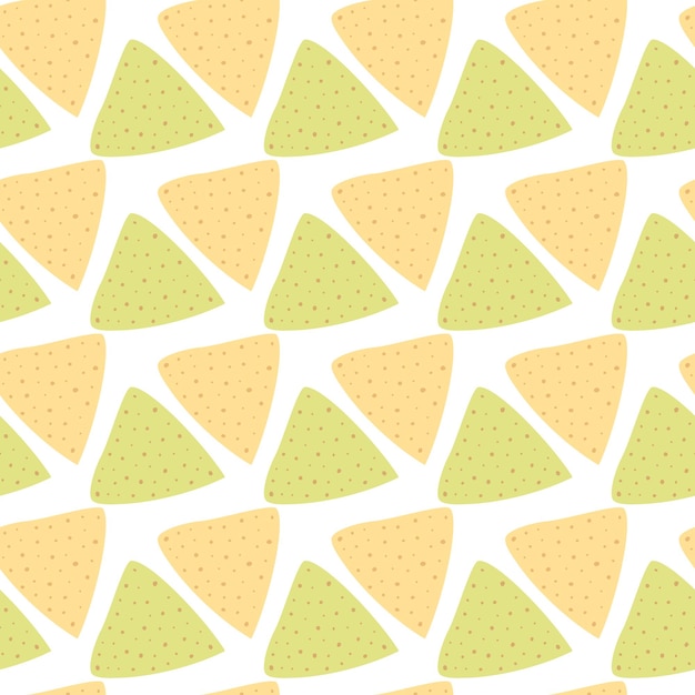Chips de tortilla de maíz y espinaca con patrón sin costuras Día internacional de los nachos idea de fondo para saludar