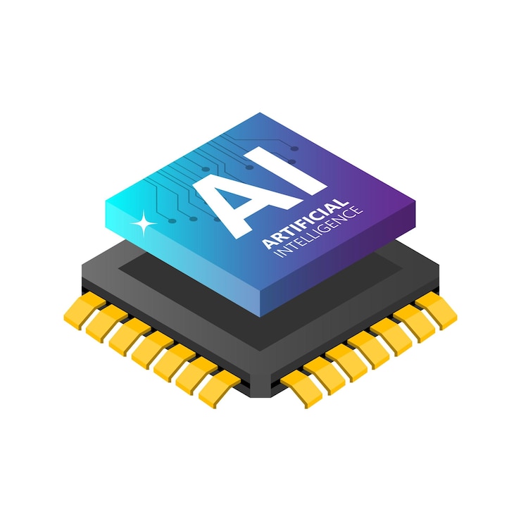 Vector chipset ai en placa de circuito en concepto futurista adecuado para tecnología futura