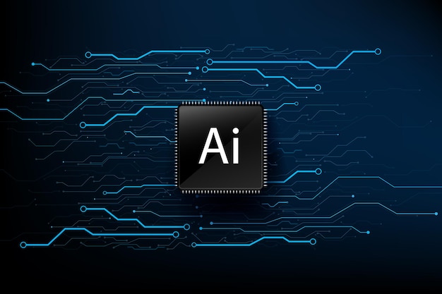 Chipset de cpu de tecnología de inteligencia artificial ai con línea de conexión de puntos de placa de circuito de impresión