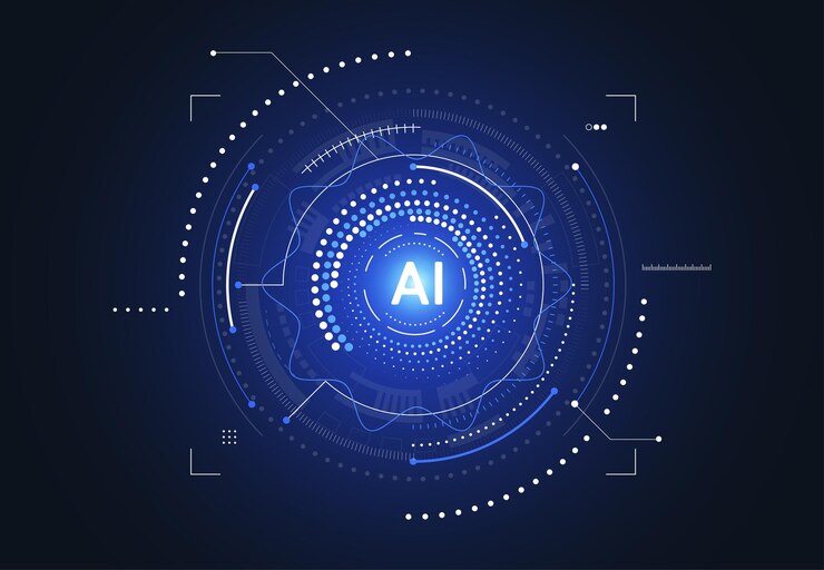 Vector chipset de inteligencia artificial en placa de circuito en tecnología de concepto futurista