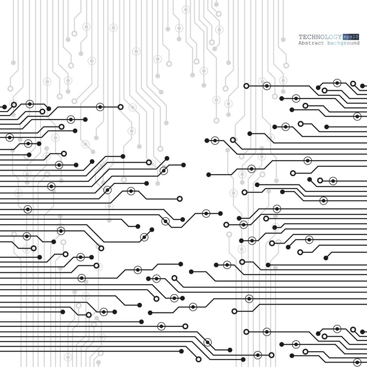 Vector chipset de placa de circuito fondo de tecnología abstracta con elementos tecnológicos