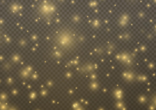 Chispa chispeante partícula de polvo mágico Efecto Bokeh Chispas amarillas estrellas brillan destello vector de luz dorada