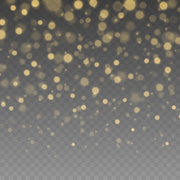 Chispa chispeante partícula de polvo mágico Efecto Bokeh Chispas amarillas estrellas brillan destello vector de luz dorada