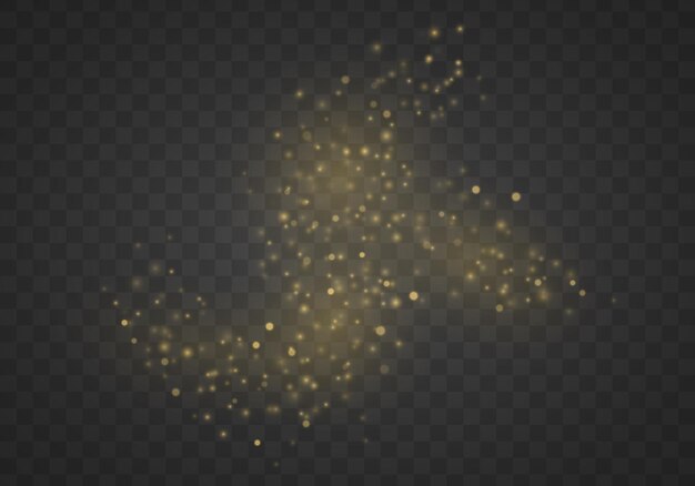 Chispa chispeante partícula de polvo mágico Efecto Bokeh Chispas amarillas estrellas brillan destello vector de luz dorada