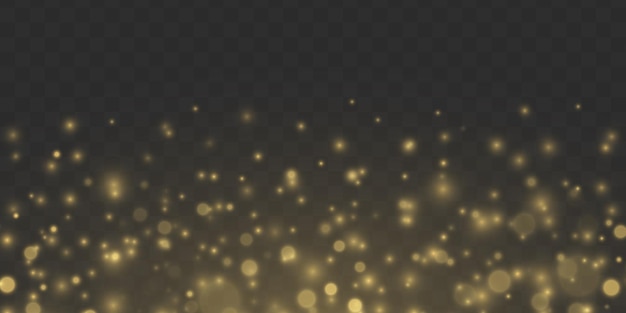 Chispa chispeante partícula de polvo mágico Efecto Bokeh Chispas amarillas estrellas brillan destello vector de luz dorada