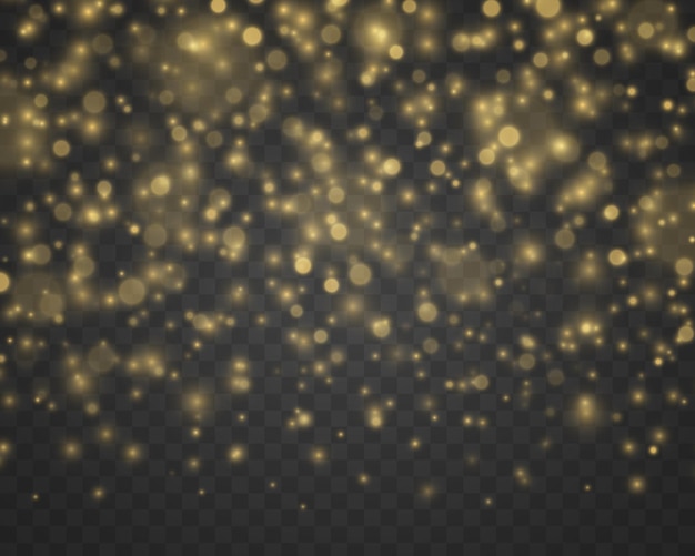 Chispa chispeante partícula de polvo mágico Efecto Bokeh Chispas amarillas estrellas brillan destello vector de luz dorada