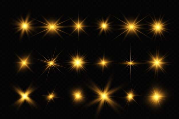 Una chispa de luz La estrella parpadea brillantemente Un conjunto de efectos brillantes