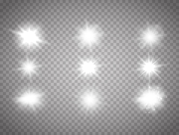 Chispas Aisladas. Vector de estrellas brillantes. Destellos y destellos de lentes