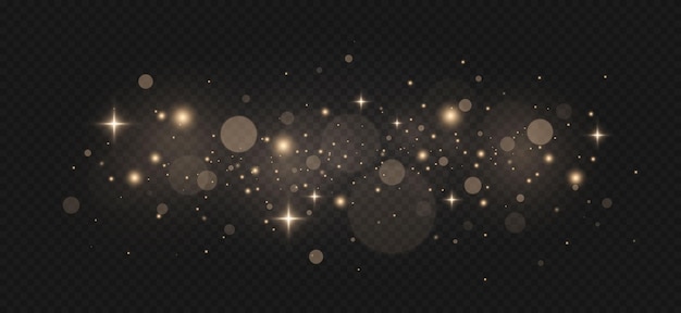 Las chispas amarillas brillan con efecto de luz especial sobre un fondo transparente.