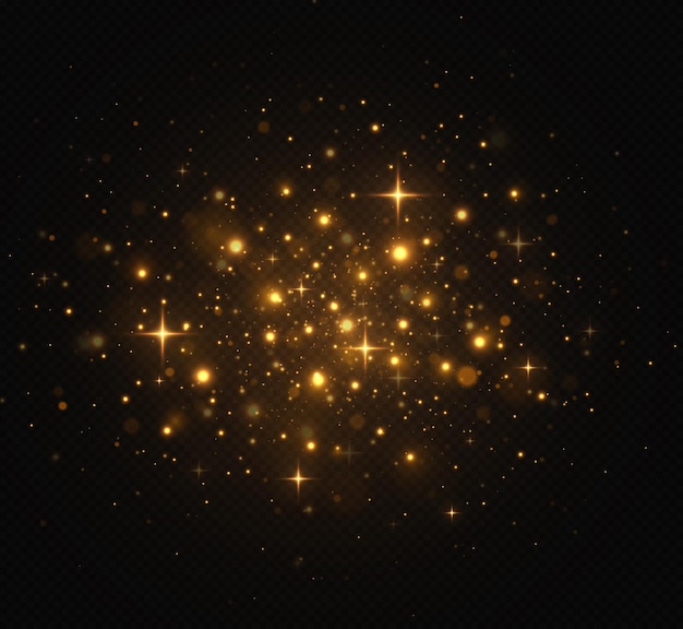 Vector las chispas amarillas y las estrellas brillan con un efecto de luz especial.