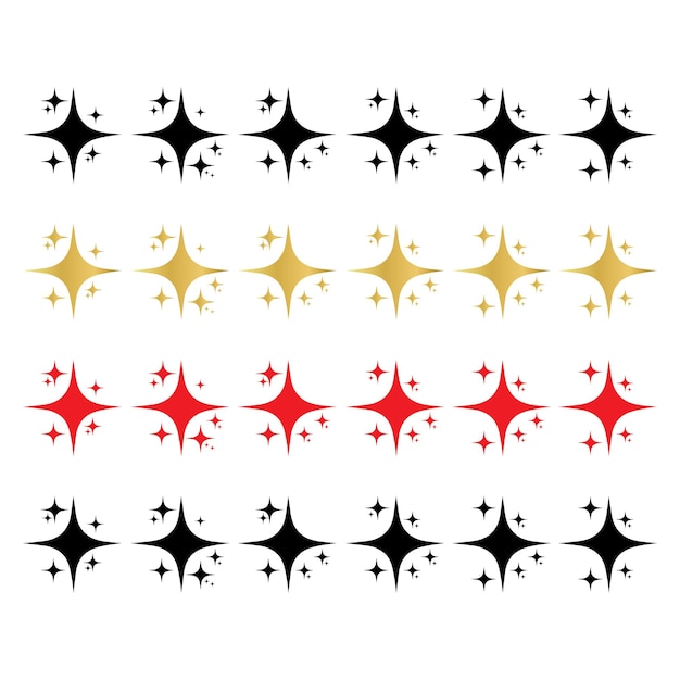 Chispas amarillas Las estrellas destellan smbolos vectores fuegos artificiales Iconos de estrella