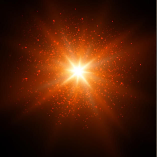 Las chispas blancas brillan con un efecto de luz especial. brilla en el fondo transparente.