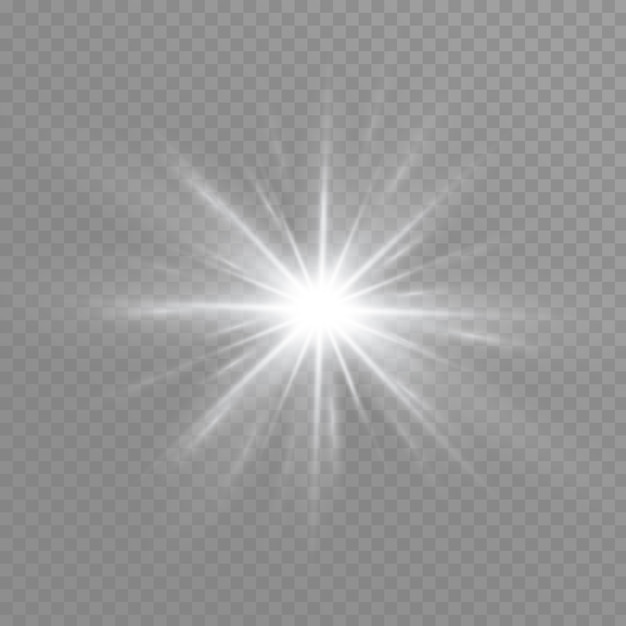 Las chispas blancas brillan con un efecto de luz especial. Destellos sobre fondo transparente. Brillantes partículas de polvo mágico.