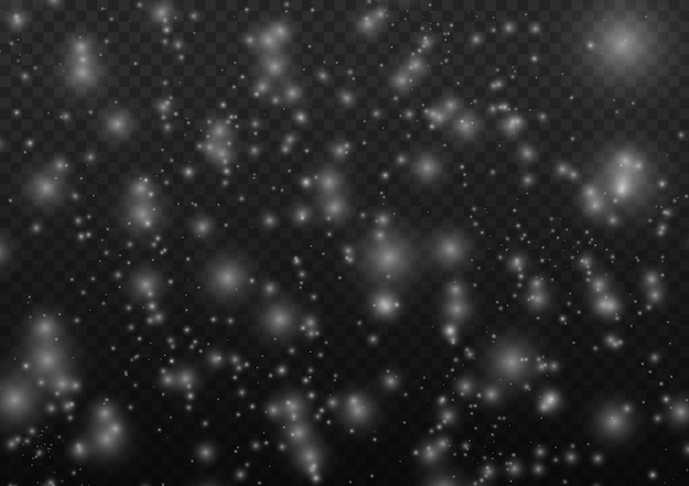Chispas blancas efecto de luz brillante partículas de polvo espumoso explosión de estrellas con brillo bokeh de navidad vector