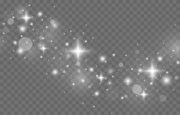 Las chispas blancas y las estrellas brillan efecto de luz especial Patrón abstracto de Navidad